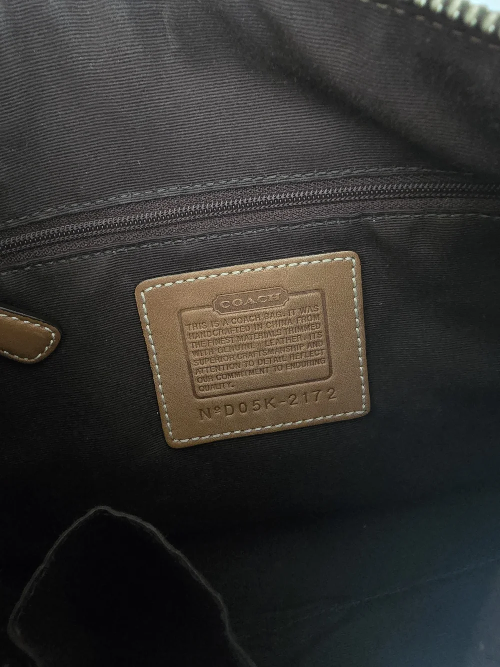 Coach Signature Canvas Shoulder Bag in Tan and Brown